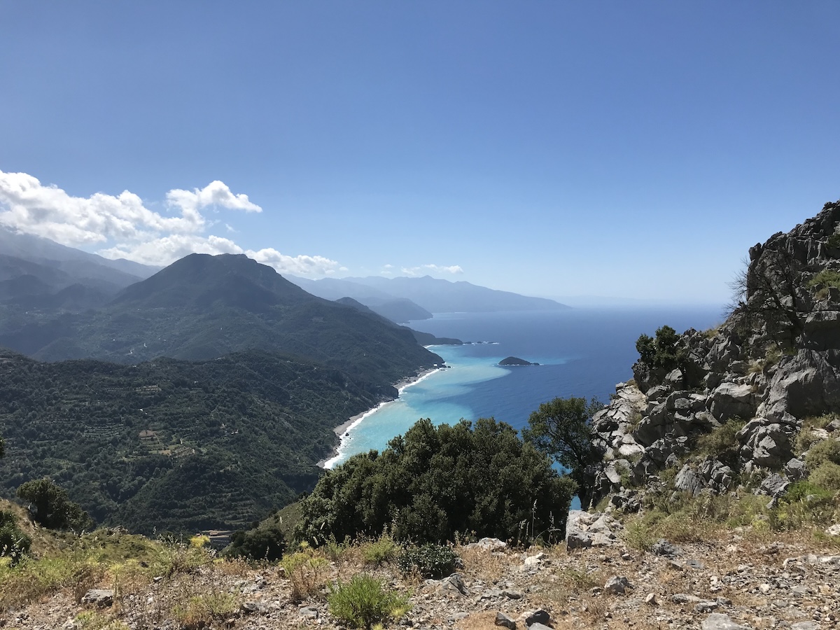 The hillside town of Kymi above the Aegean on Evia