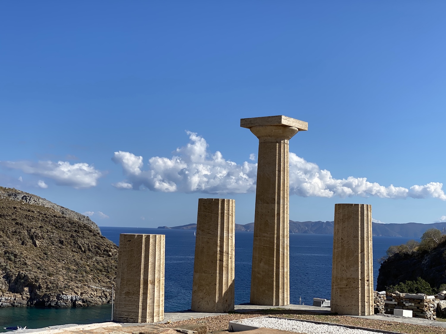 Remains of an ancient temple by the shore at Poles, Kea