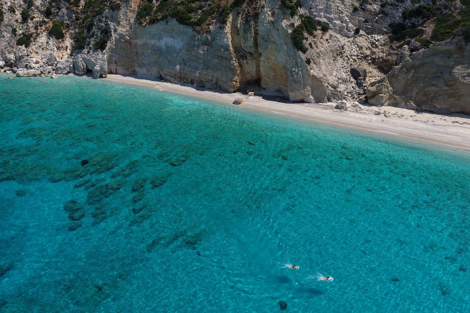 Clear water and a beach in Kefalonia